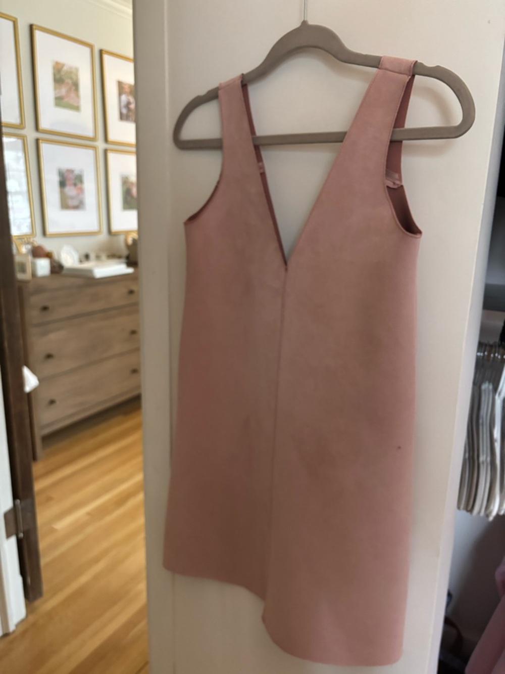 Zara Dusty Pink V-Neck Mini Shift Dress